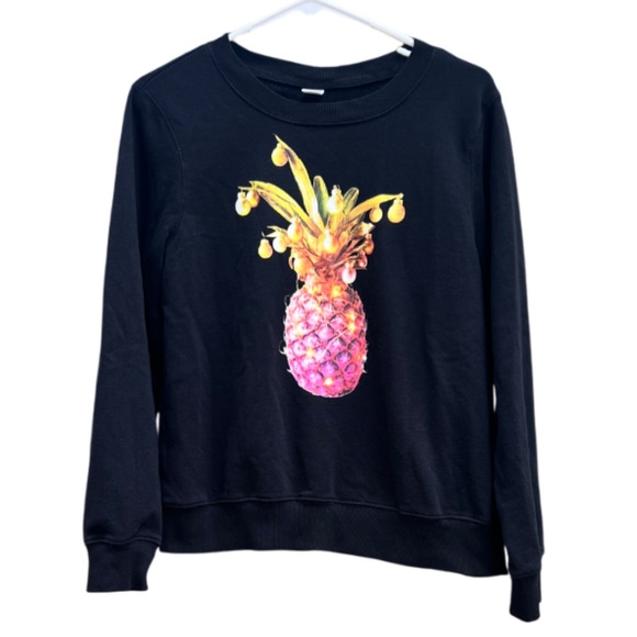 Old Navy Black Sweater with Christmas Colorful Pineapple Design Size Medium - Picture 1 of 10